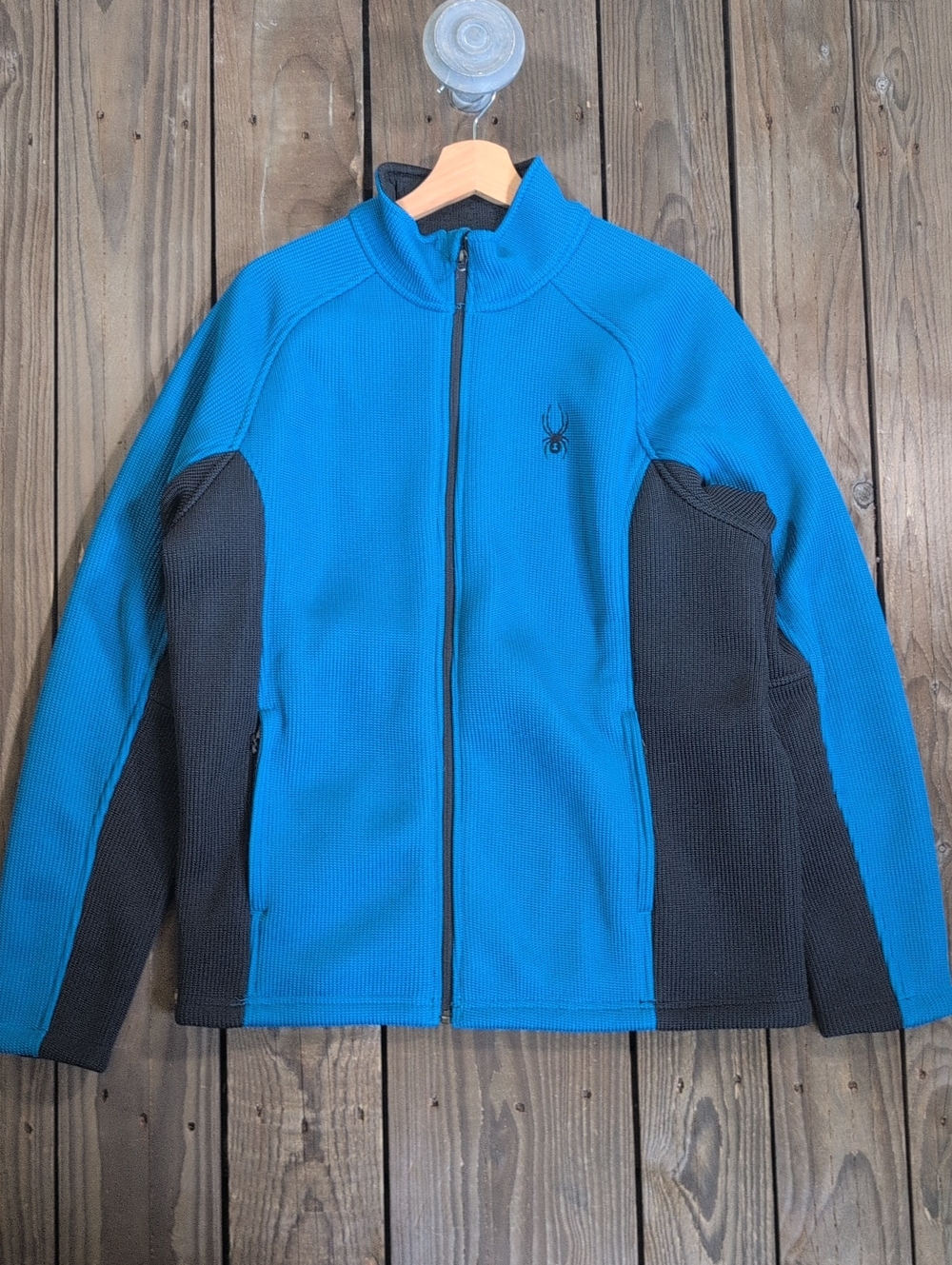 Spyder Men’s Turquoise-Blue and Black Performance Full-Zip Jacket L